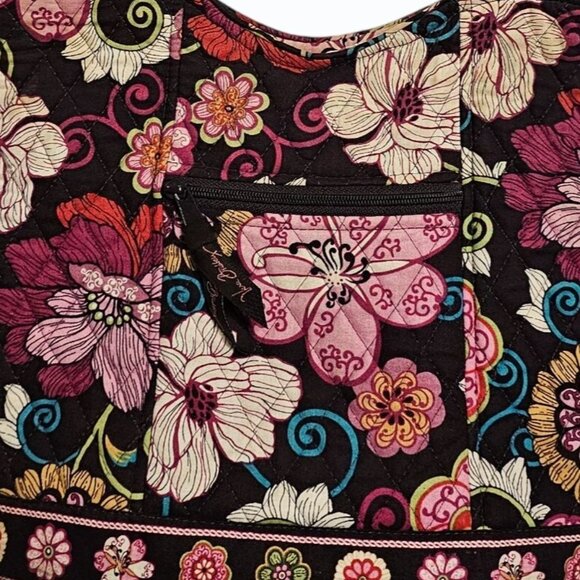 Vera Bradley Libby Purse Shoulder Tote Bag in Mod Floral Pink Brown 2007 Retired - Picture 5 of 12